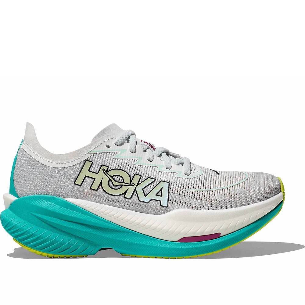 NEW HOKA women's mach x 2 running shoe in frost / electric aqua